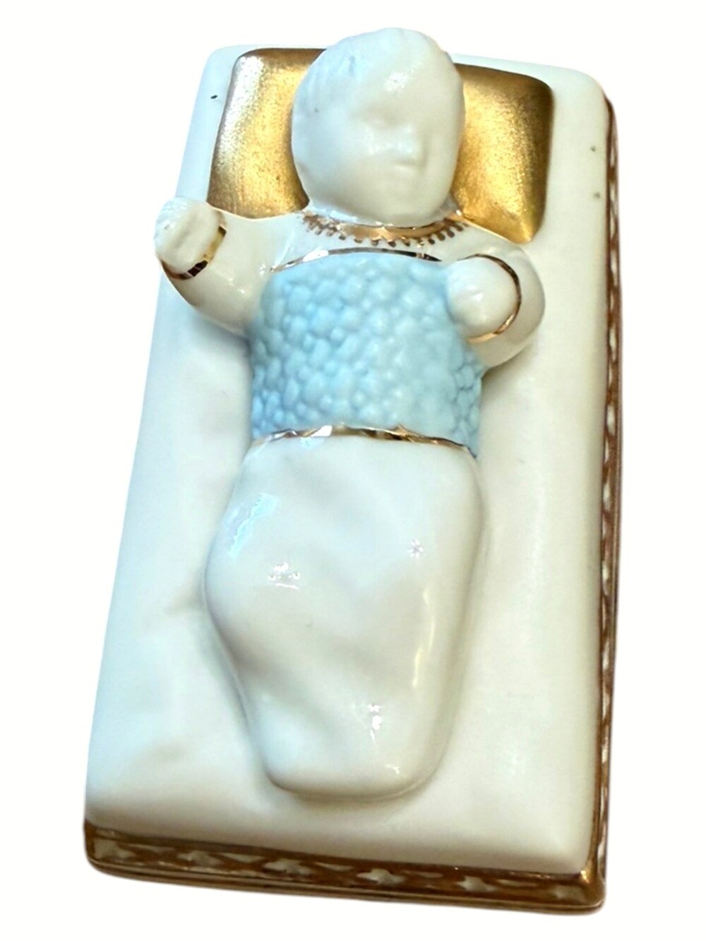 Lenox First Blessing Nativity Baby Jesus Manger 24K Gold Porcelain 2.75"